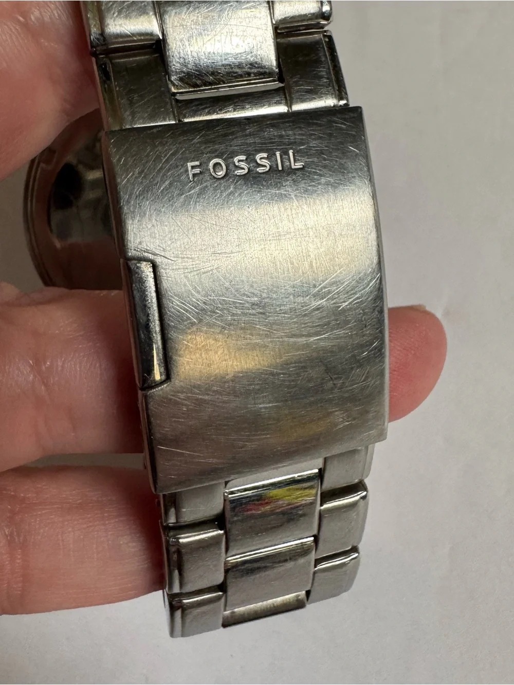 Fossil Grant Watch Chronograph Silver Tone Black Dial Stainless Steel Works